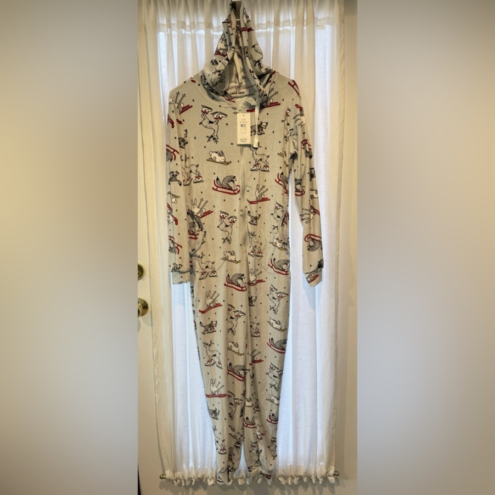 Gray Animal Print Onesie Pajamas
